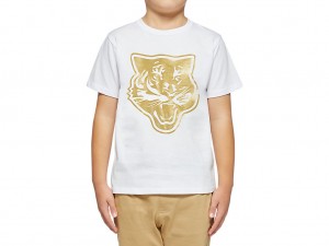 Gyerek Onitsuka Tiger Logo Grafika T Felsők Fehér Arany | VJ7543619