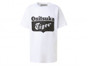 Gyerek Onitsuka Tiger Logo Tee Felsők Fehér Fekete | IA5760293
