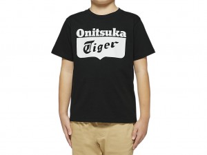 Gyerek Onitsuka Tiger Logo Tee Felsők Fekete Fehér | HX8932417
