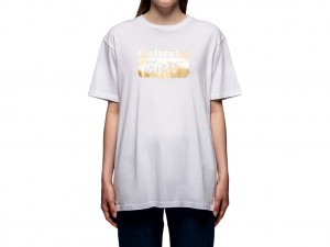 Női Onitsuka Tiger Logo Tee Ruházat Fehér Arany | DH8729635
