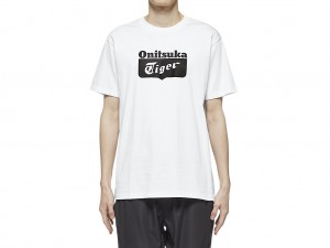 Női Onitsuka Tiger Logo Tee Ruházat Fehér Fekete | ER6074328