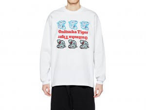 Női Onitsuka Tiger Ls Grafika Tee Ruházat Fehér | GH9708432