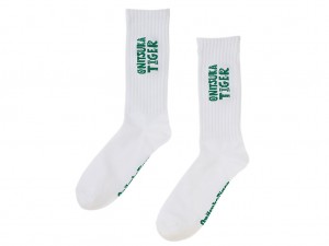 Női Onitsuka Tiger Middle Socks Kiegészítők Fehér Zöld | EJ4317258
